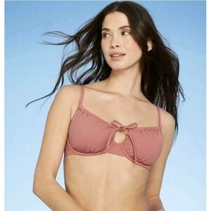 Women's Shirred Bralette Bikini Top - Shade & Shore, Clay‎ Pink, Sz 36D